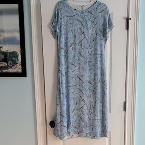 Coldwater Creek Sky Blue and Olive Maxi Dress